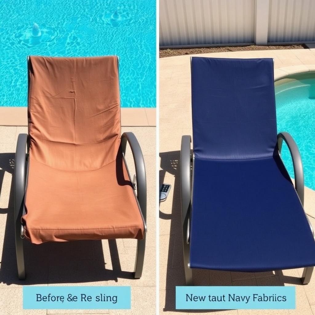 Chaise lounge re-sling — before and after in Beverly Hills, CA