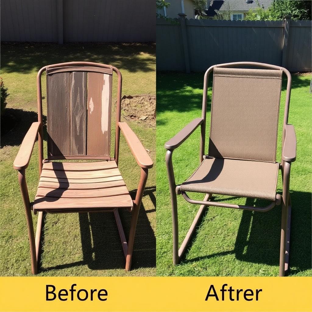 Patio furniture restoration in Burbank before and after